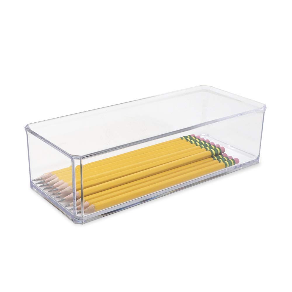 Clear Acrylic Rectangular Stackable Storage Organizer, (9"L x 3.5"W x 2.5"H) ...