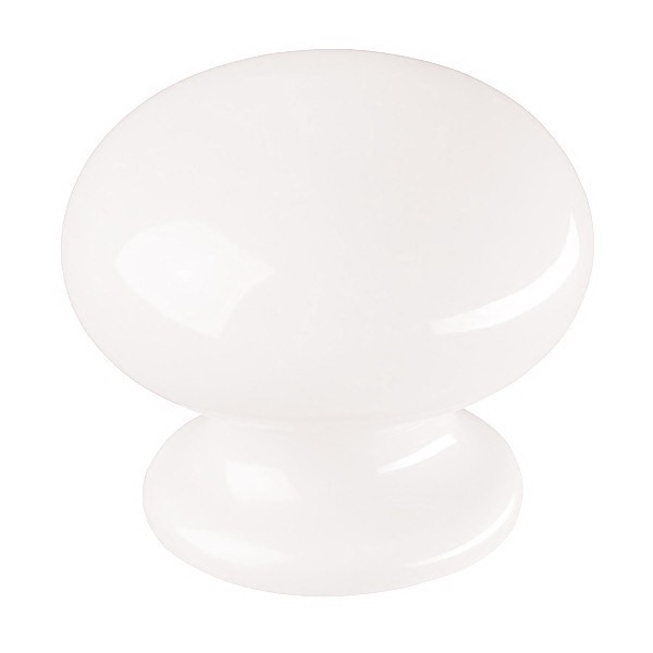 (5 Pack) 1-1/2 inch Flared Bottom Ceramic Knob White