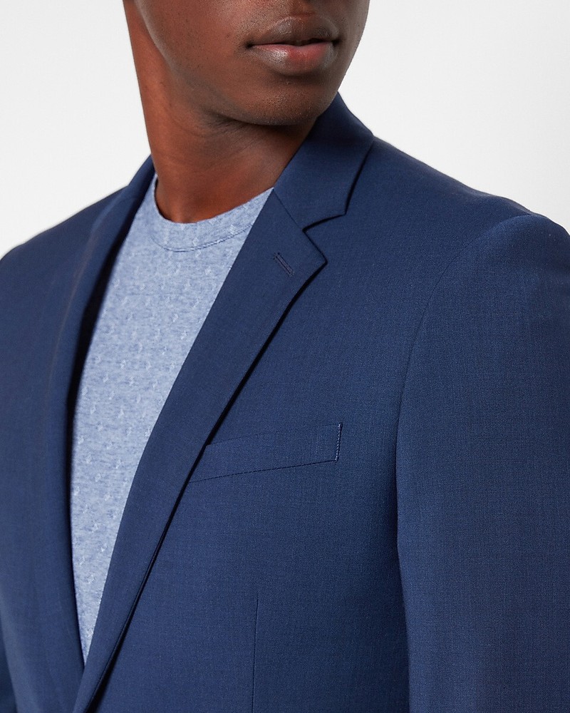 NEW EXPRESS $298 BLUE SLIM MODERN TECH SUIT JACKET SZ 36R