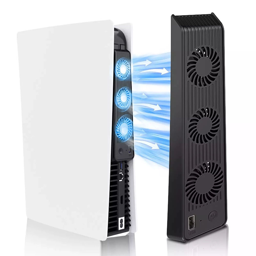 For PS5 PlayStation 5 Cooling Fan 3 Blue LEDs With Noise Reduction Tech