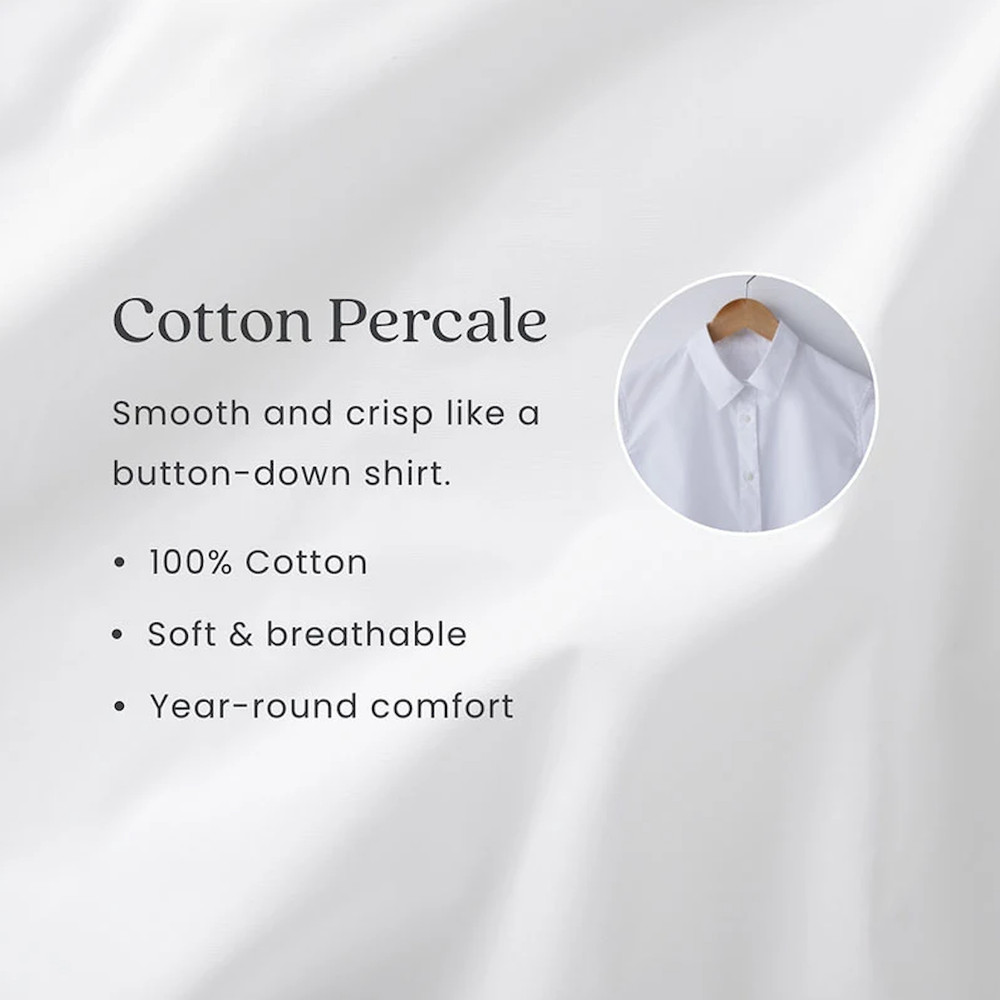 Strawberry Fields Classic Cool Cotton Percale Bed Sheet Set - Slate, Twin
