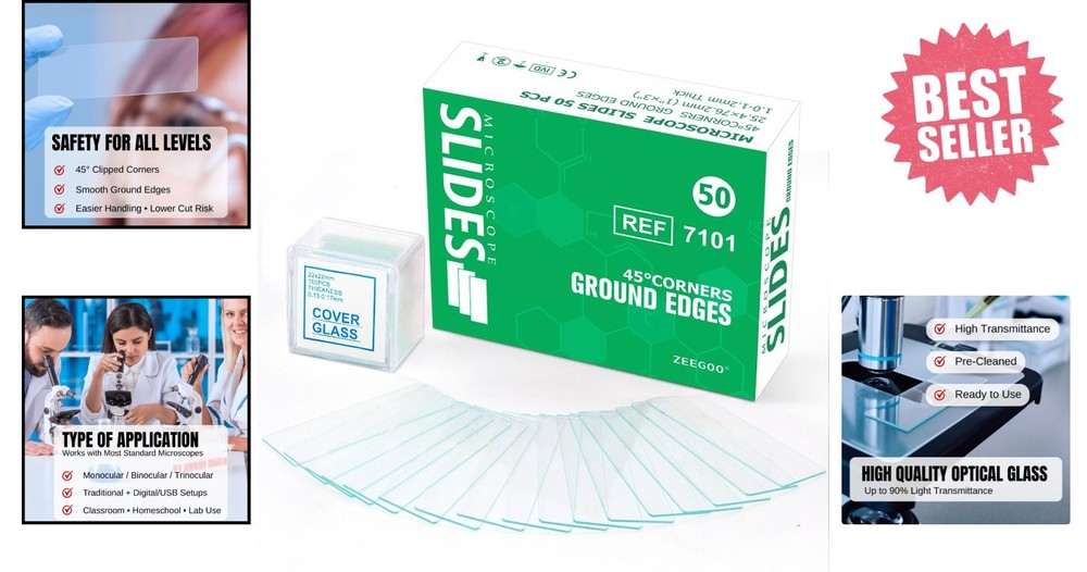 Microscope Slides and Covers, Pre-Cleaned Optical Glass, High Light Transmitt...