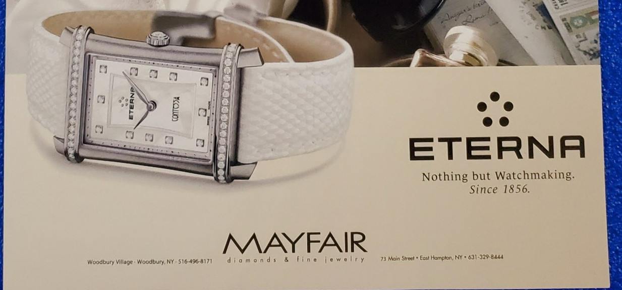 2010 ETERNA CONTESSA WOMEN'S WRISTWATCH PRINT AD MAYFAIR DIAMONDS & FINE JEWELRY