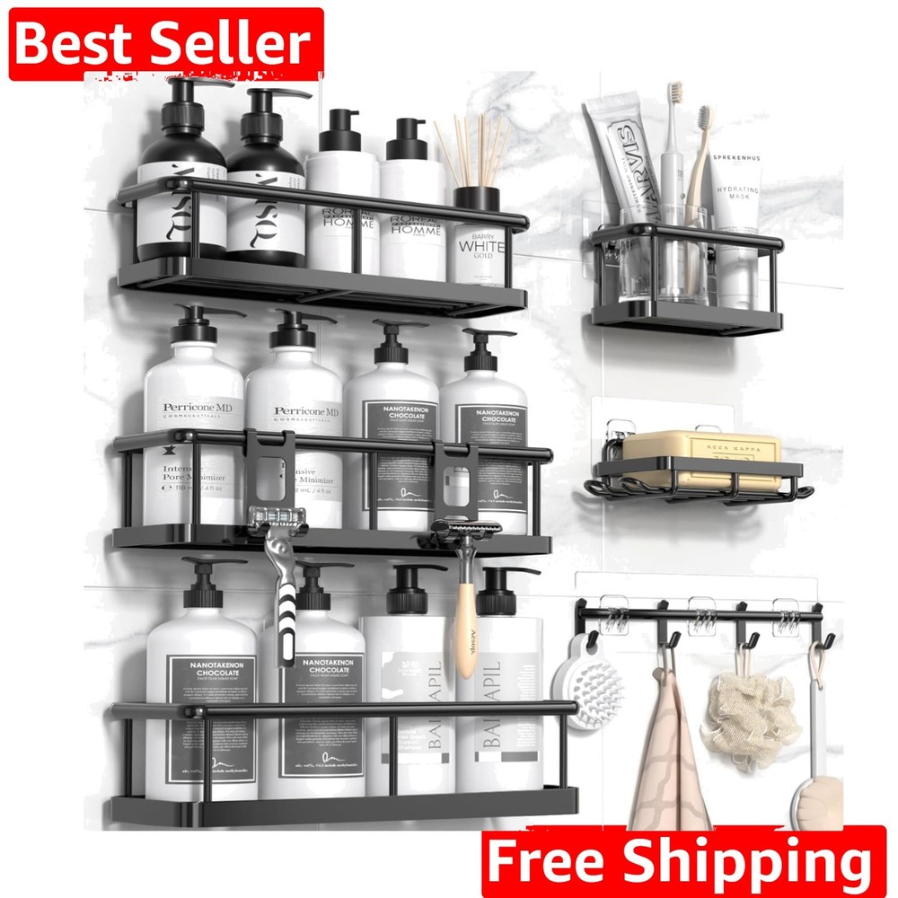 Shower Caddy, 100% Rustproof Shower Organizer with Soap Holder, 6 Pack Large ...