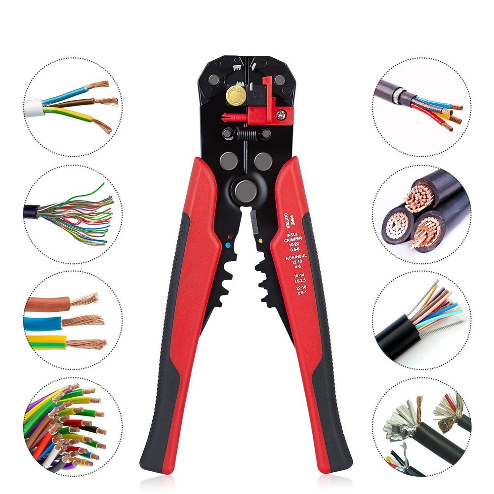 3 in 1 Self-Adjusting Wire Stripper Cutter, Crimping Tool Red