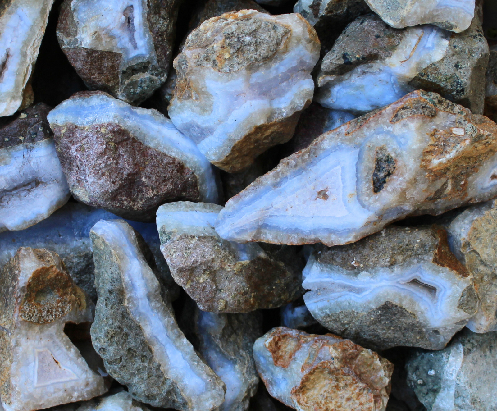 Blue Lace Agate - Rough Rocks for Tumbling - Bulk Wholesale 1LB options