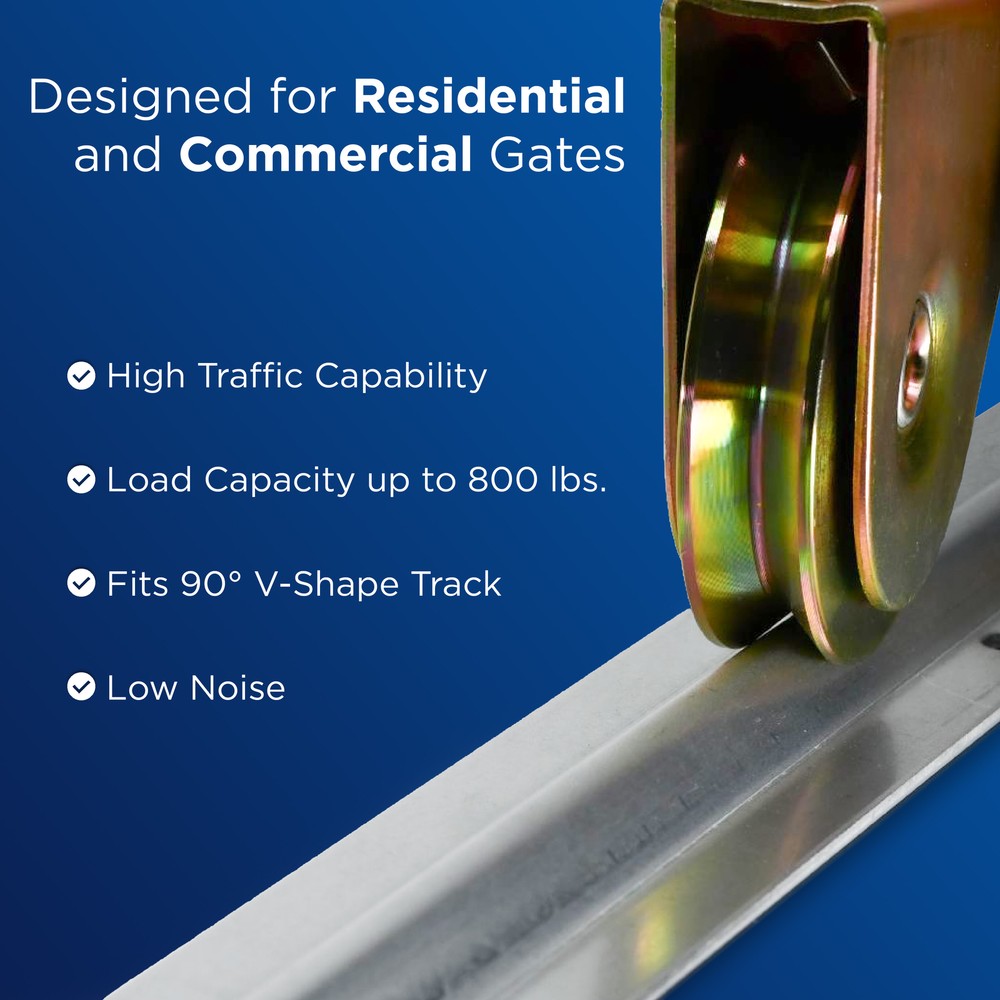 ALEKO Side Roller Hardware Kit for Sliding Gate-2 Rollers and 2 V-Groove Wheels