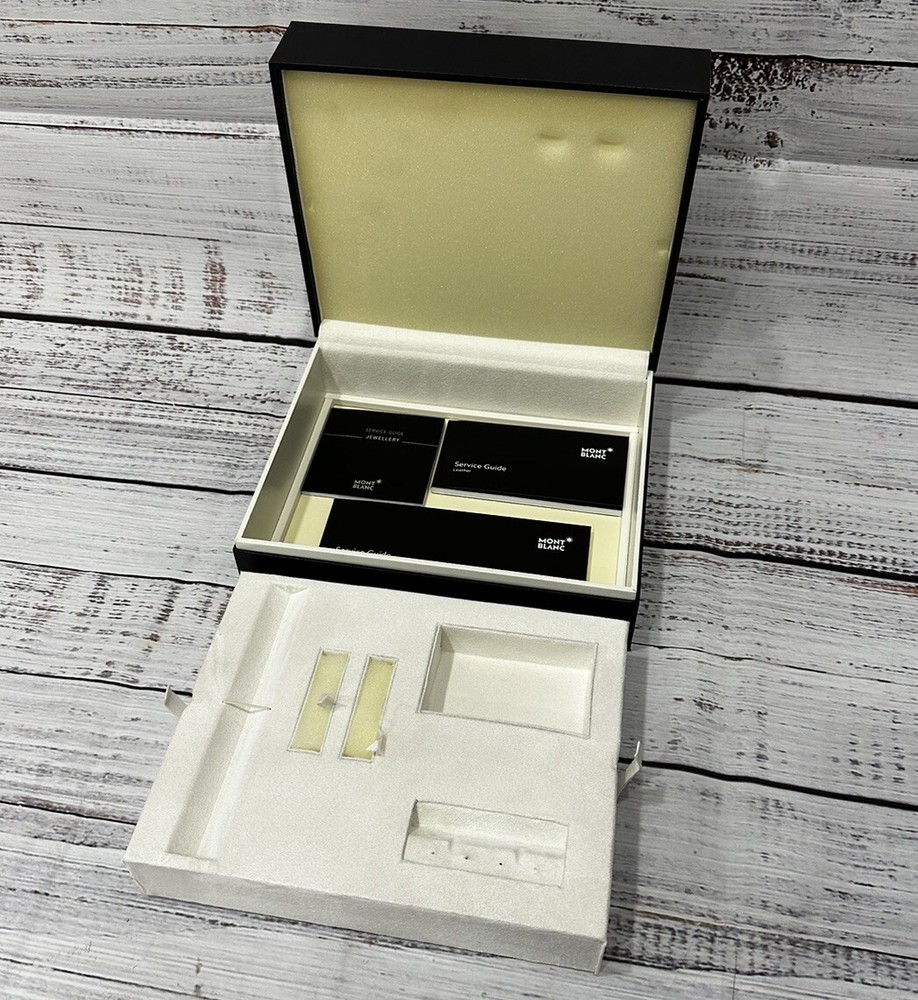 Rare Authentic MONT BLANC Pen Cufflinks Wallet, Box ONLY Large EMPTY Black Case