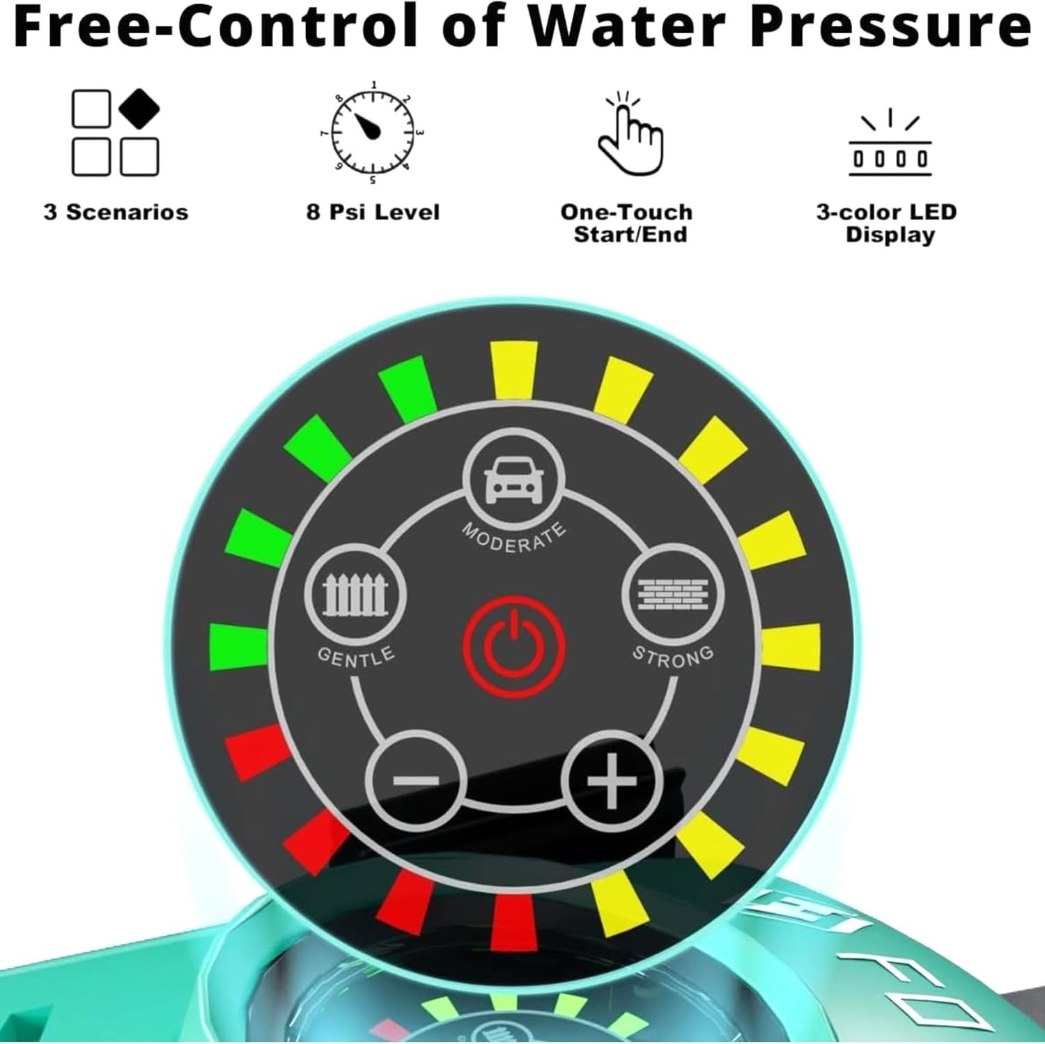 FOTING 5000-PSI, 2.3-3.3 GPM Adjustable Electric Pressure Washer with 4 Nozzles