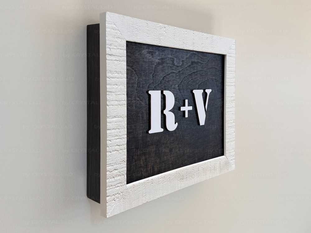 Hidden Gun Storage Wall Art – Personalized Concealment Case 3D Initials *WHITE