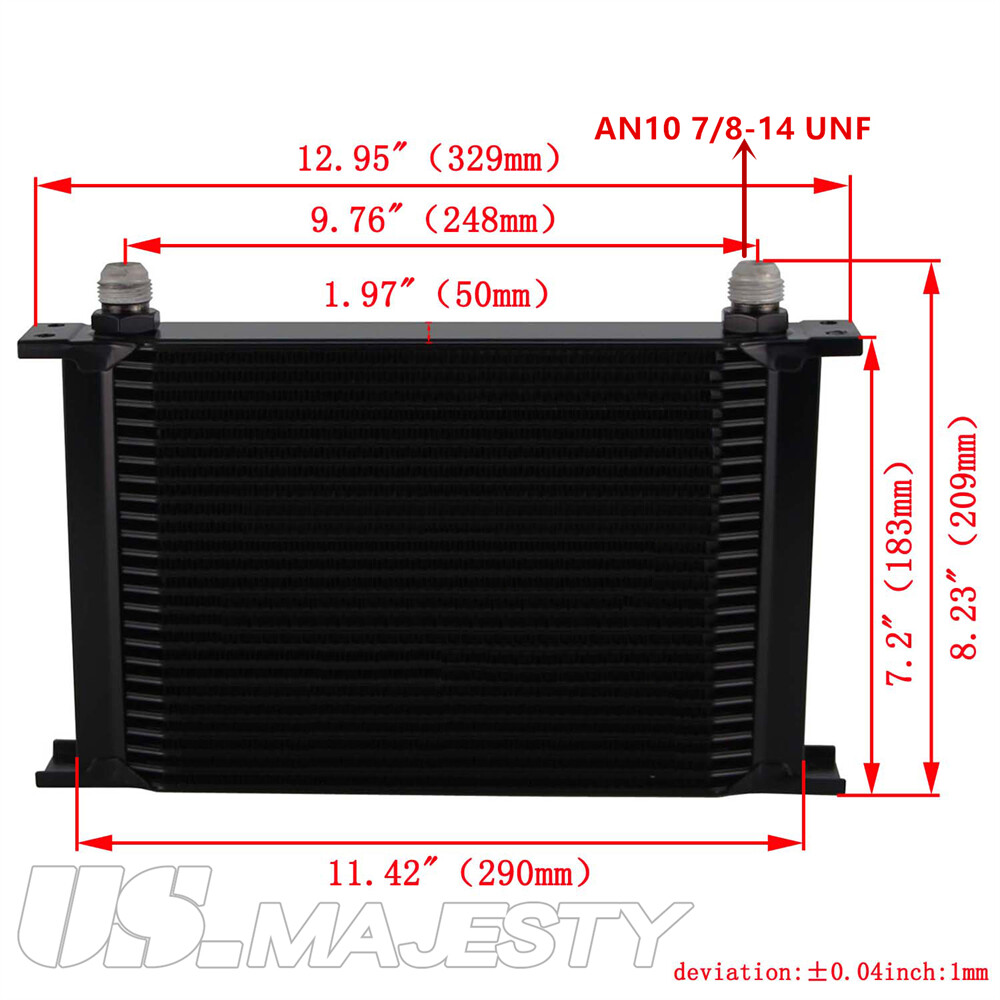 LR AN10 25 Row Oil Cooler Kit+73 Degree Thermostat Sandwich Plate kit Black
