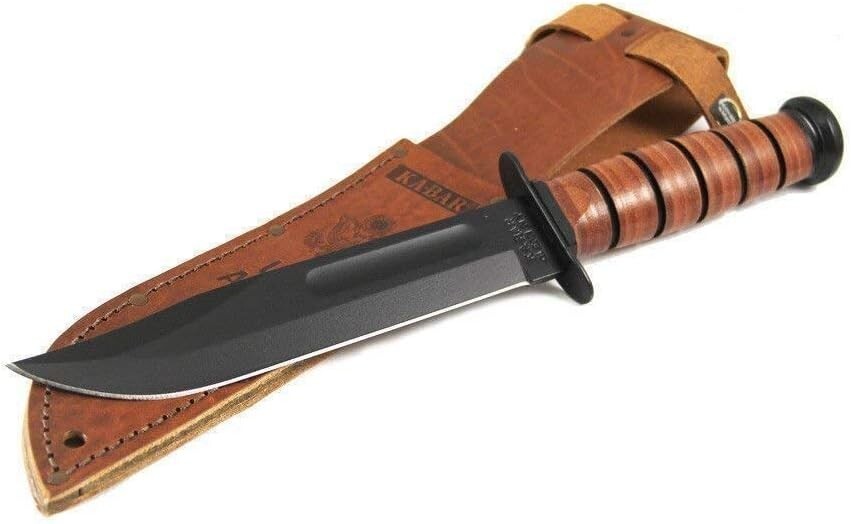 Rust-Resistant Army Utility Knife with Leather Sheath - 7-Inch Precision Blade