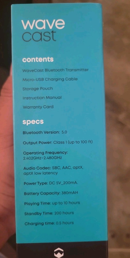 Paww WaveCast Bluetooth 5.0 Audio Transmitter Open Box Dual Headphone 3.5mm