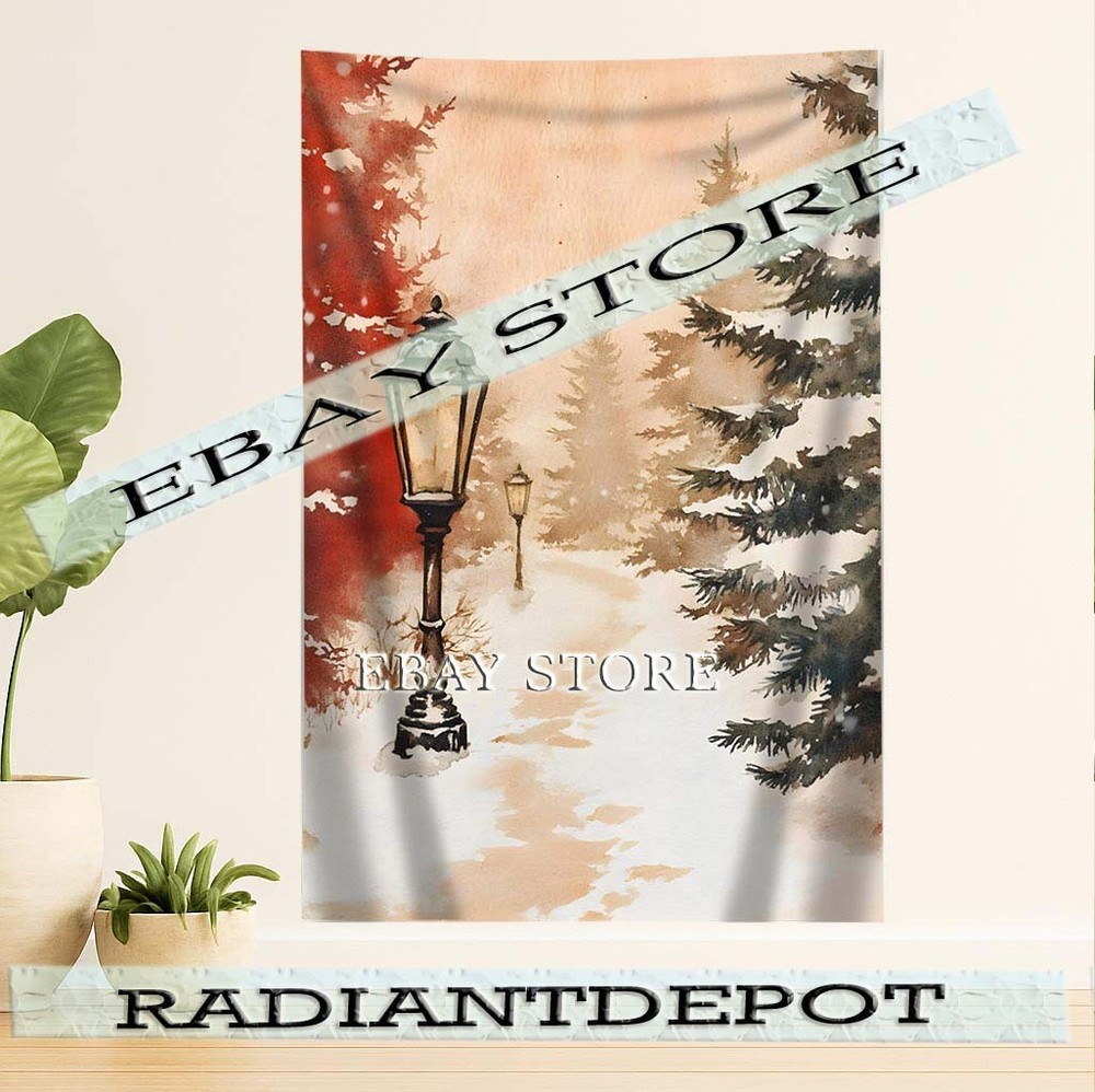 tapestry charming nostalgic winter artwork snowy path decor 59X82 in