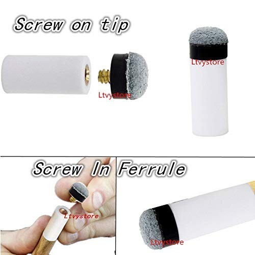 30 Pack 13mm Soft Grey Billiard Cue Tips - Durable Screw-On Pool Cue Replacement