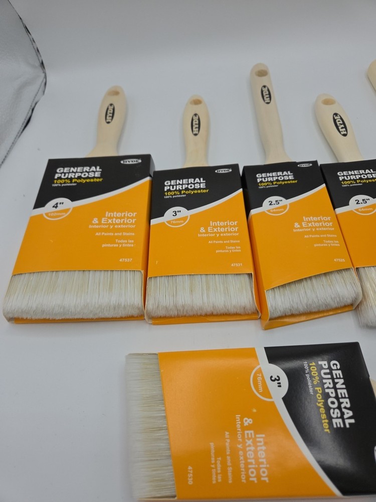 Hyde 8pc Assorted 100% Polyester Paint Brushes NEW