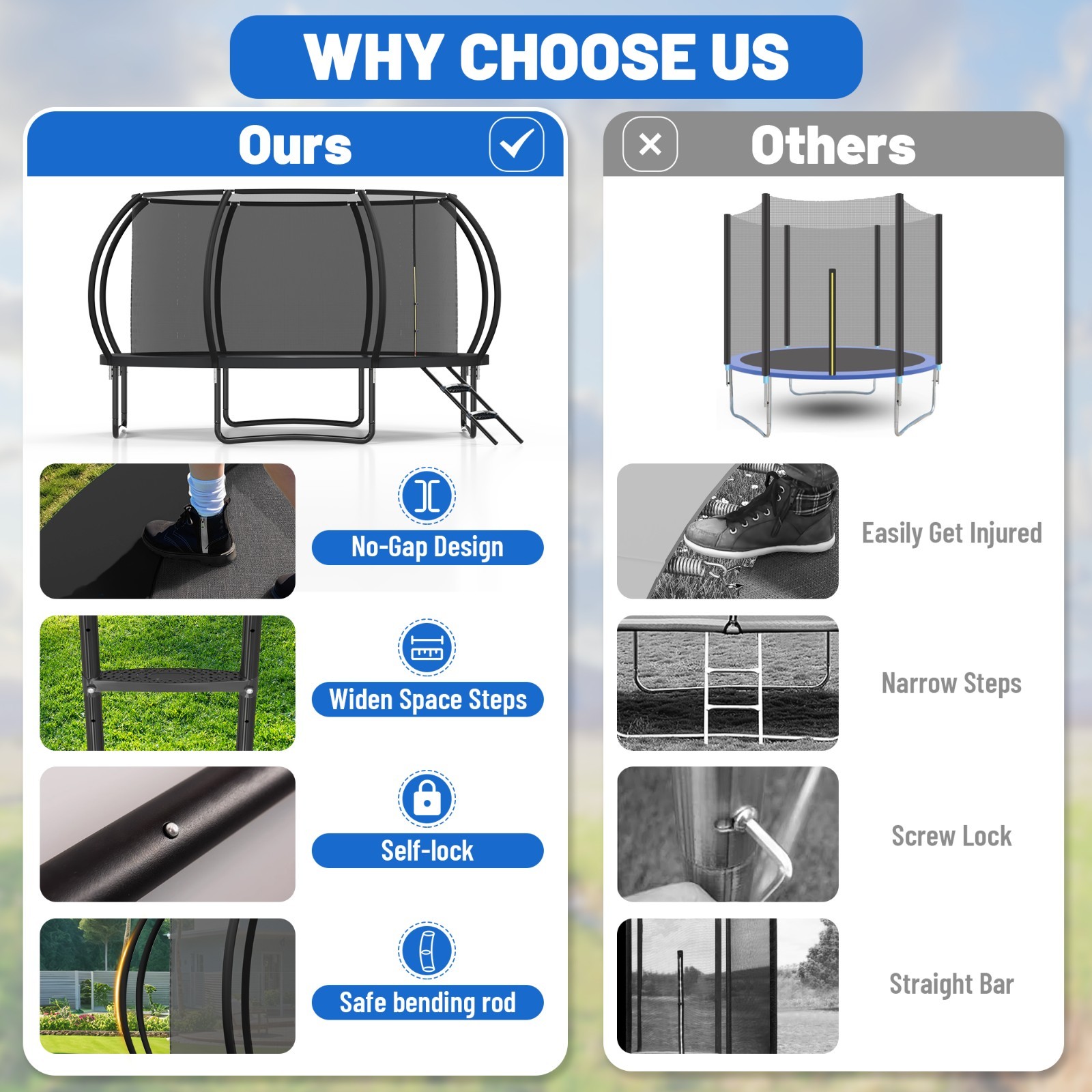 14FT 450LBS Trampoline Outdoor Trampoline for kids and Adults w/Enclosure net