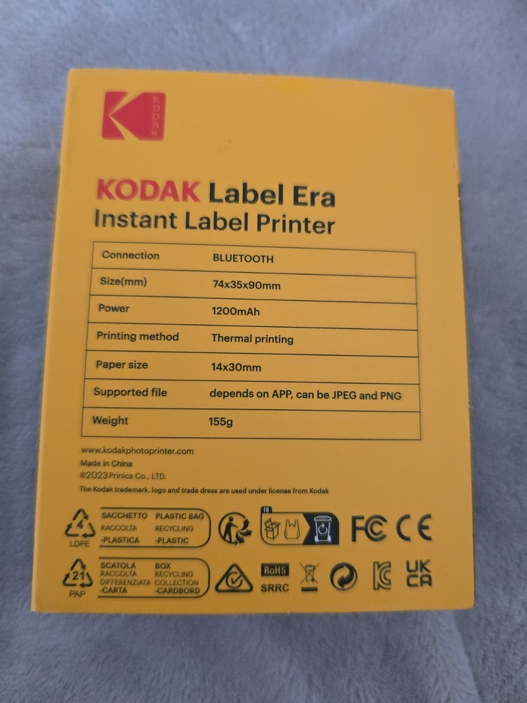 Yellow Kodak Instant Label Printer Maker Bluetooth Thermal Stocking Stuffer Gift