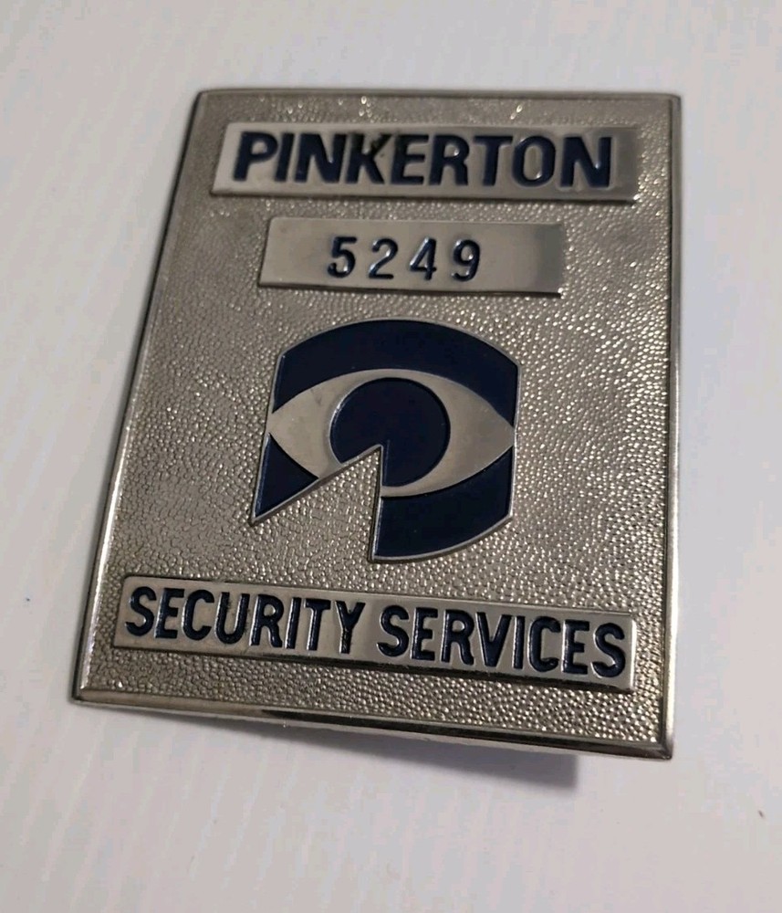 Pinkerton Secuirty Services Badge Obsolete Rectangular Silver Tone 5249