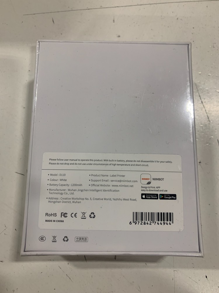 Nimbot D110 Bluetooth Wireless Compact Monochrome Thermal Label Printer White