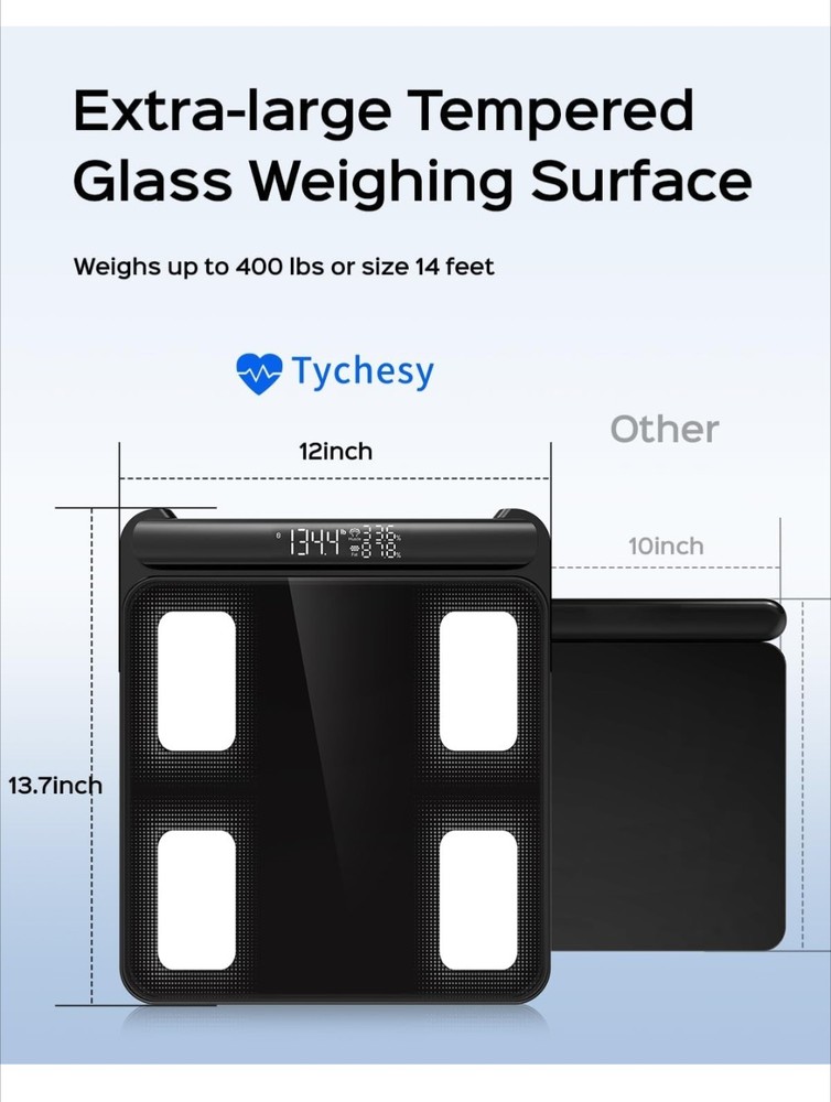 Tychesy Smart Scale with BMI, 8-Electrode Body Composition Analyzer. READ.