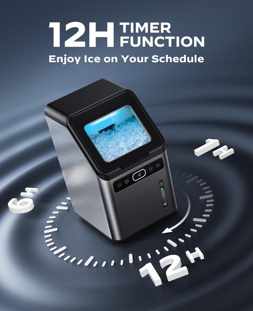 Totnz Nugget Ice Maker Countertop, 44lbs per Day with Self-Cleaning Function,