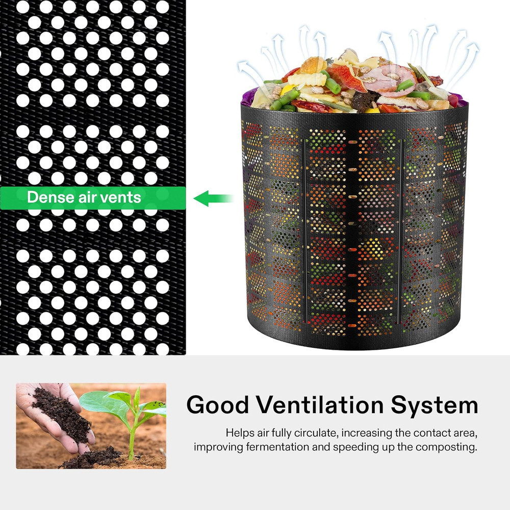 500 Gallon Outdoor Compost Bin, Expandable Composter, Easy to Setup & Large Capa
