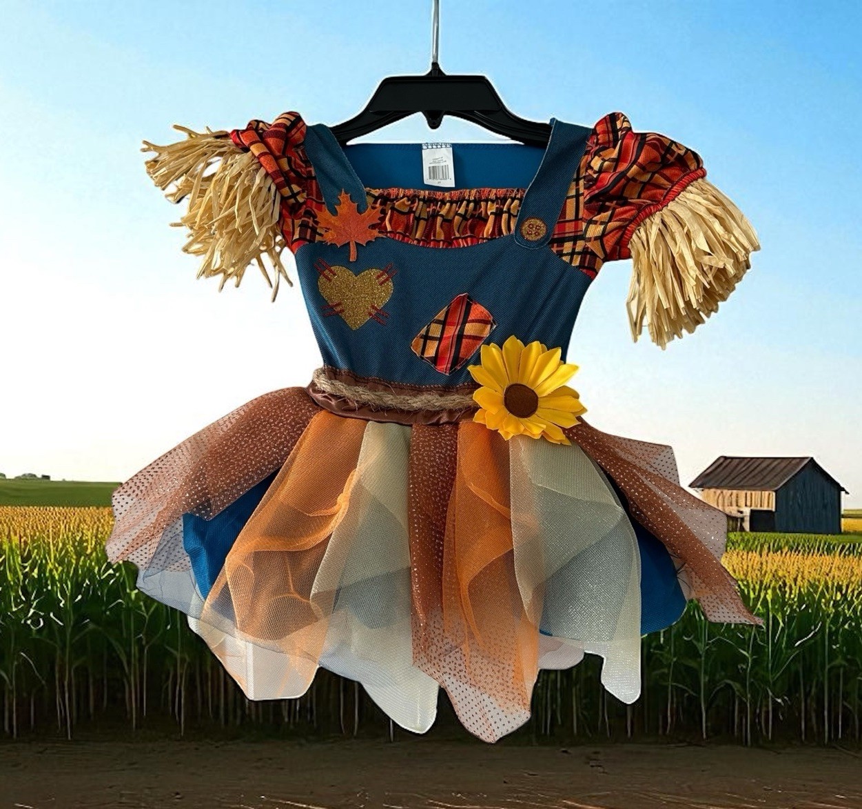 Girls Scarecrow Costume Tutu Skirt Sz 2T Halloween Thanksgiving Fall Pumpkin 2