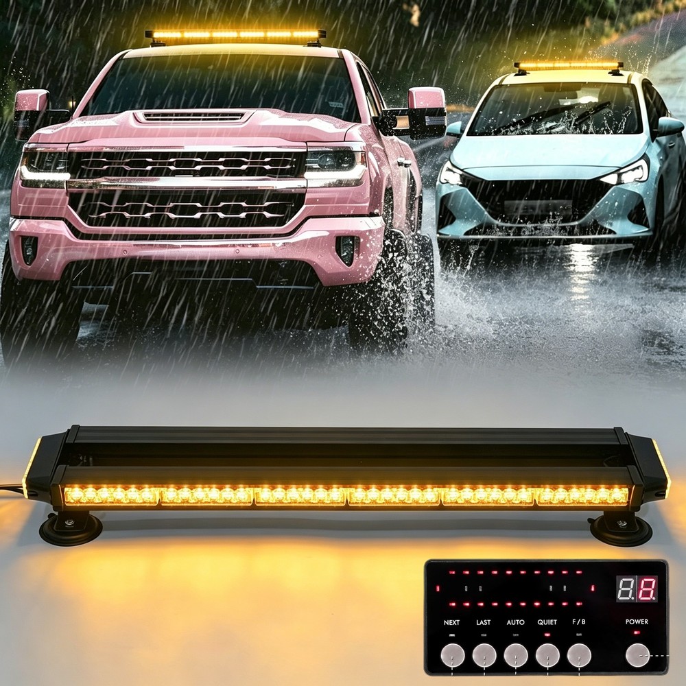 80 LED Strobe Light Bar Amber Rooftop Double Side Flashing Emergency Warning