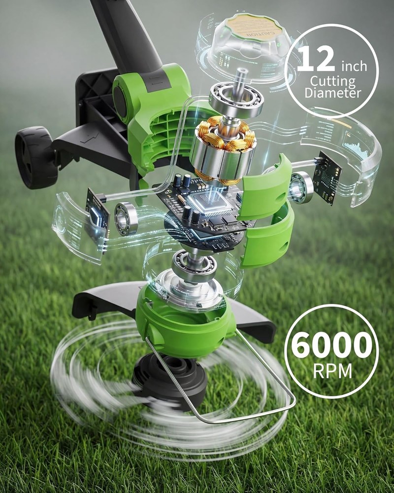 12" Electric Cordless Grass String Trimmer Lawn Edger Weed Wacker Cutter