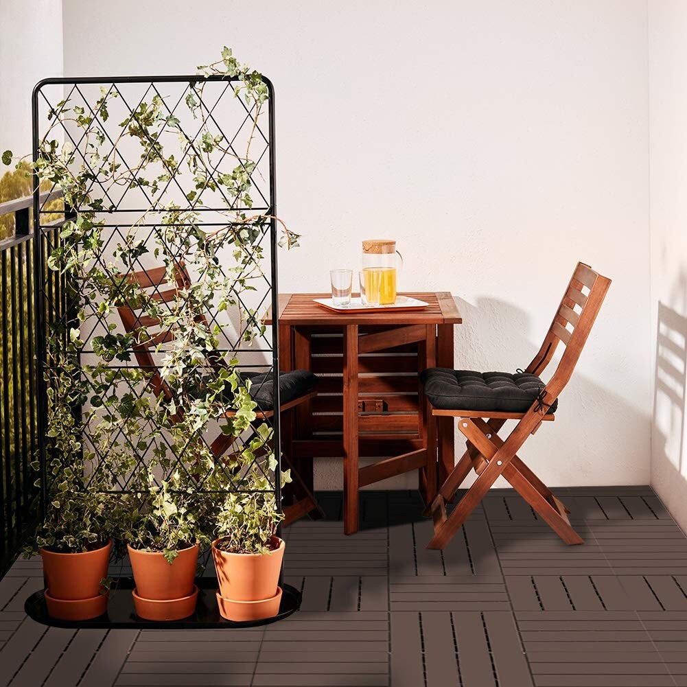 Domi Patio Deck Tiles, Four Slat Plastic Outdoor Flooring, 27 Pieces One Pack