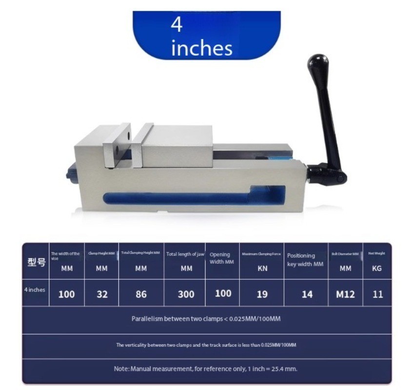 Heavy-duty Precision Milling Machine with Smooth-Faced Parallel-Jaw Vise