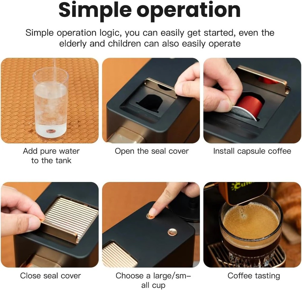 Mini Espresso Coffee Machine for Capsules Compatible with Nespresso OriginalL Ma