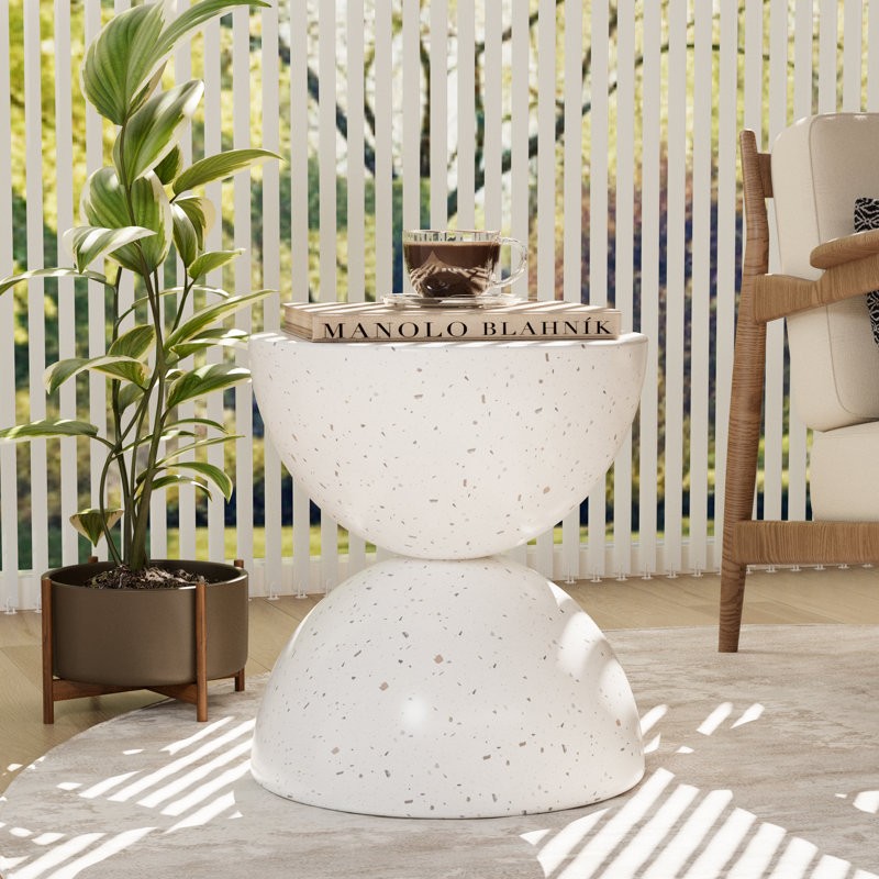 ROYAL WINDSOR SEMI-CIRCULAR MAGNESIUM OXIDE SIDE TABLE MODERN - WHITE