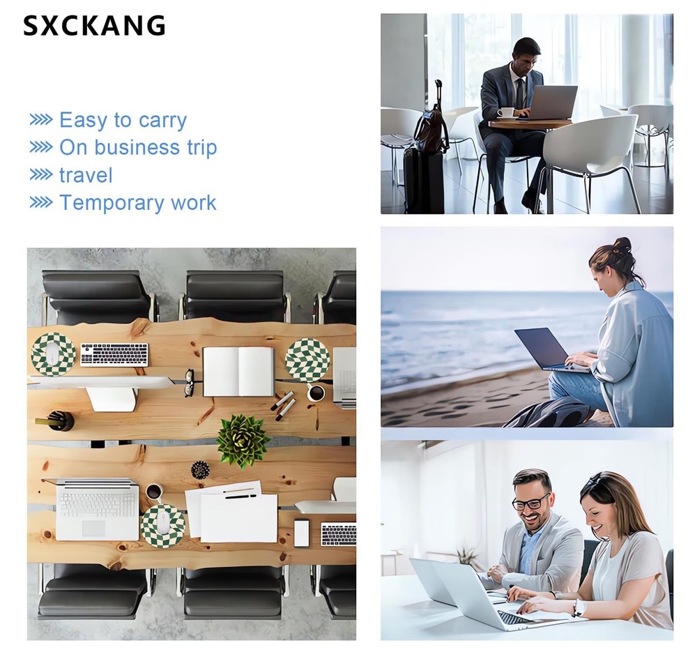 Green Checkered Mouse Pad Small, Abstract Wavy Pattern Mousepad, Cute Aesthet...