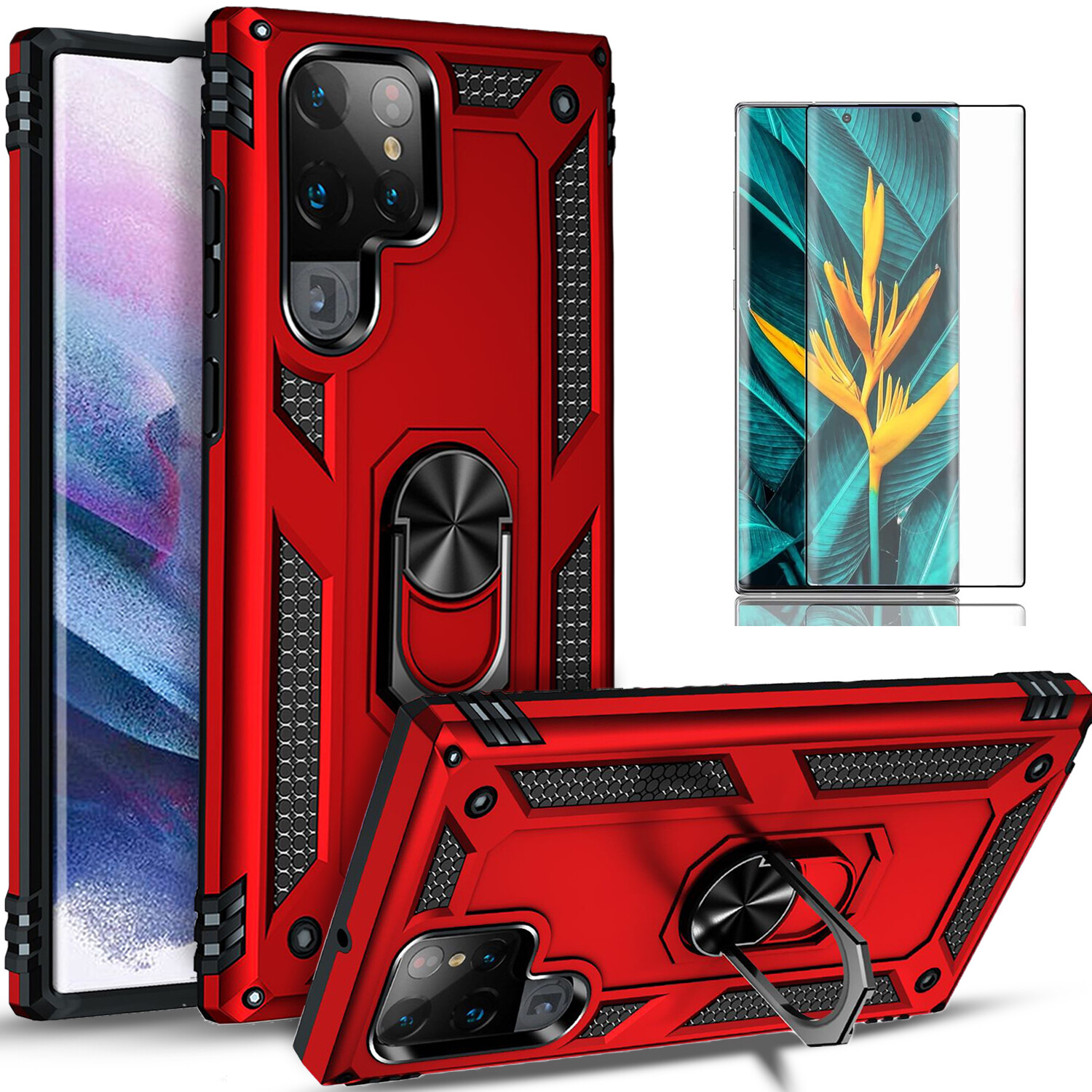 For Samsung Galaxy S24 S23 Ultra S22 Plus S21 FE Case Phone Cover + Screen Glass