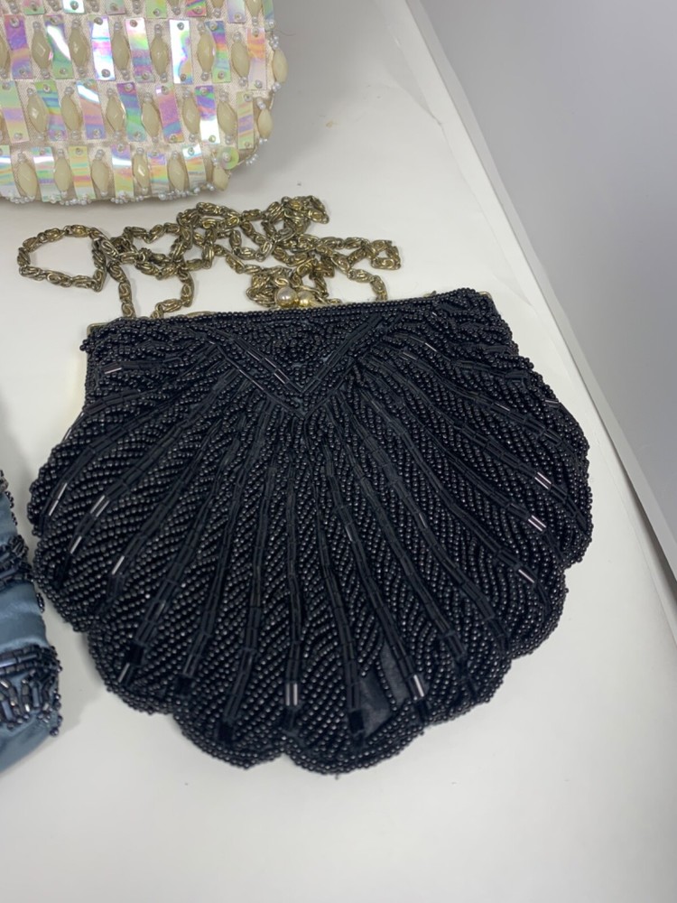 2 Vintage Beaded and shell small purses Clean