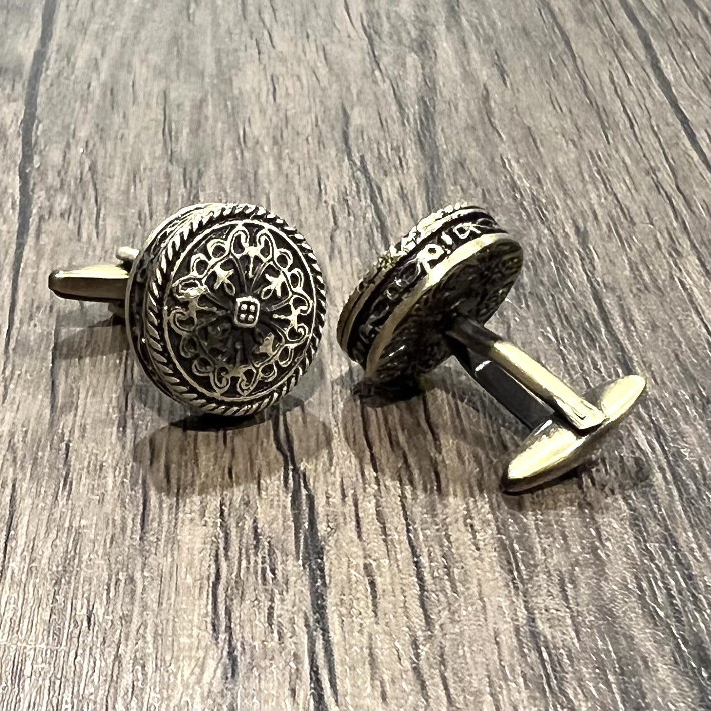 Antique Brass Tone Round Celtic Knot Cufflinks Men Stunning Knot Cufflinks