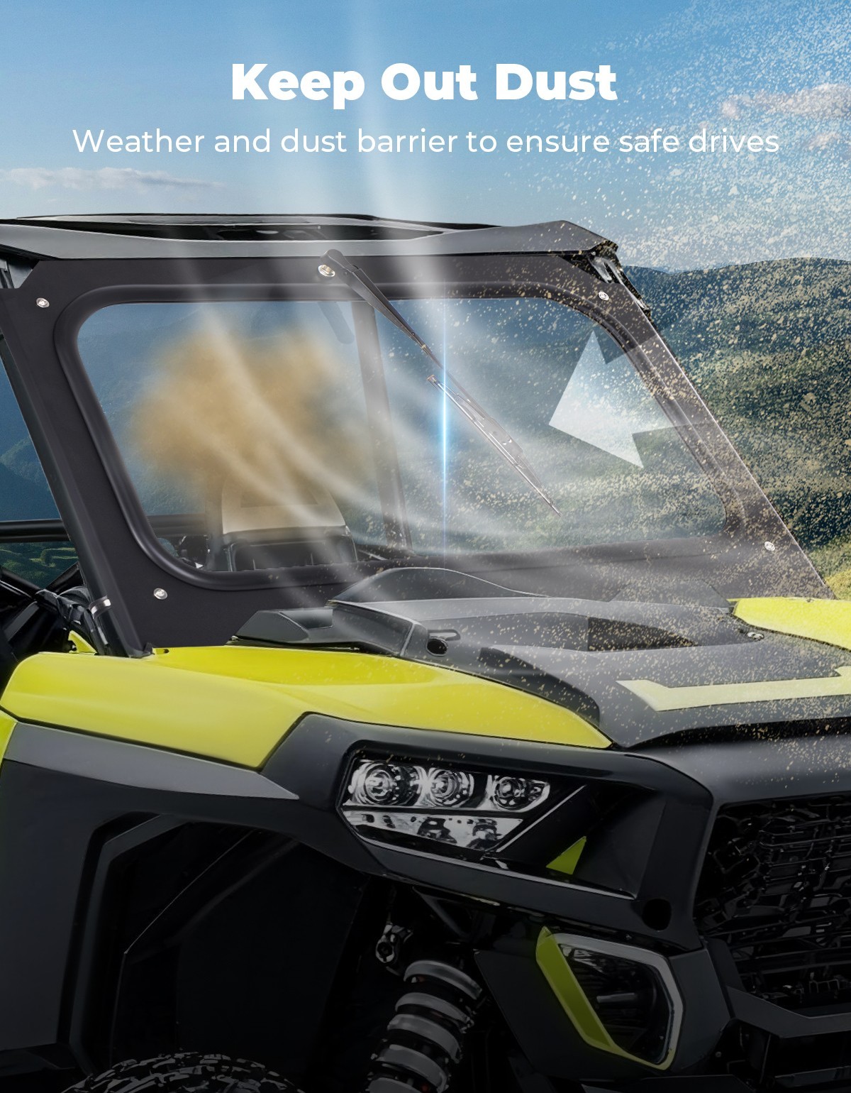 Glass Windshield W/Manual Wiper For 2014-2018 Polaris RZR XP 1000/ 4 Turbo Trail