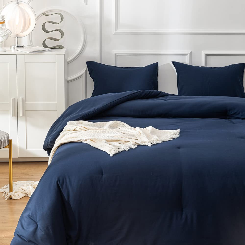 Navy Comforter Full Size Navy Blue Bedding Set Dark Navy Blue Comforter Set 3...
