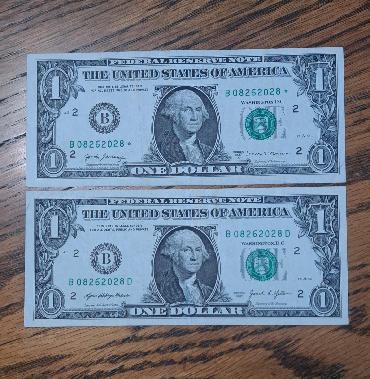 MATCHING $1 & $2DOLLAR NOTES! –SAME SERIALS -