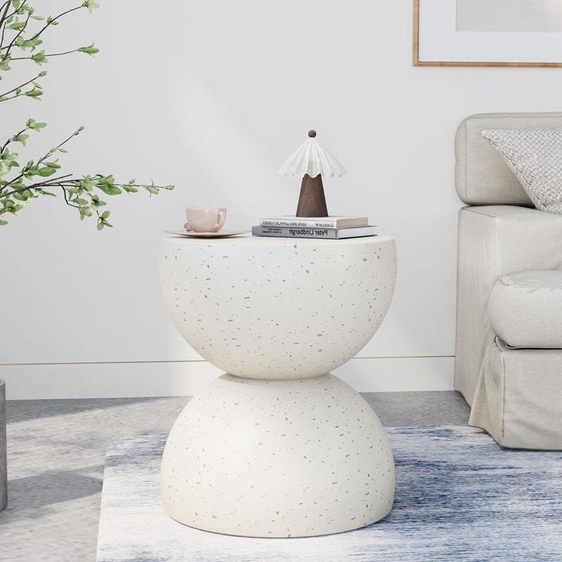 ROYAL WINDSOR SEMI-CIRCULAR MAGNESIUM OXIDE SIDE TABLE MODERN - WHITE