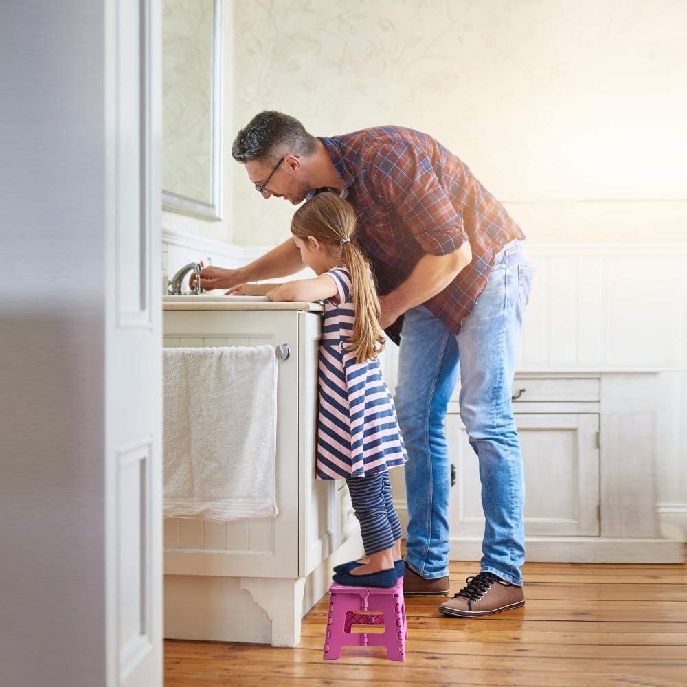 Folding Step Stool 9 Inch, Kids Step Stool, Heavy Duty Step Stools for Adults...