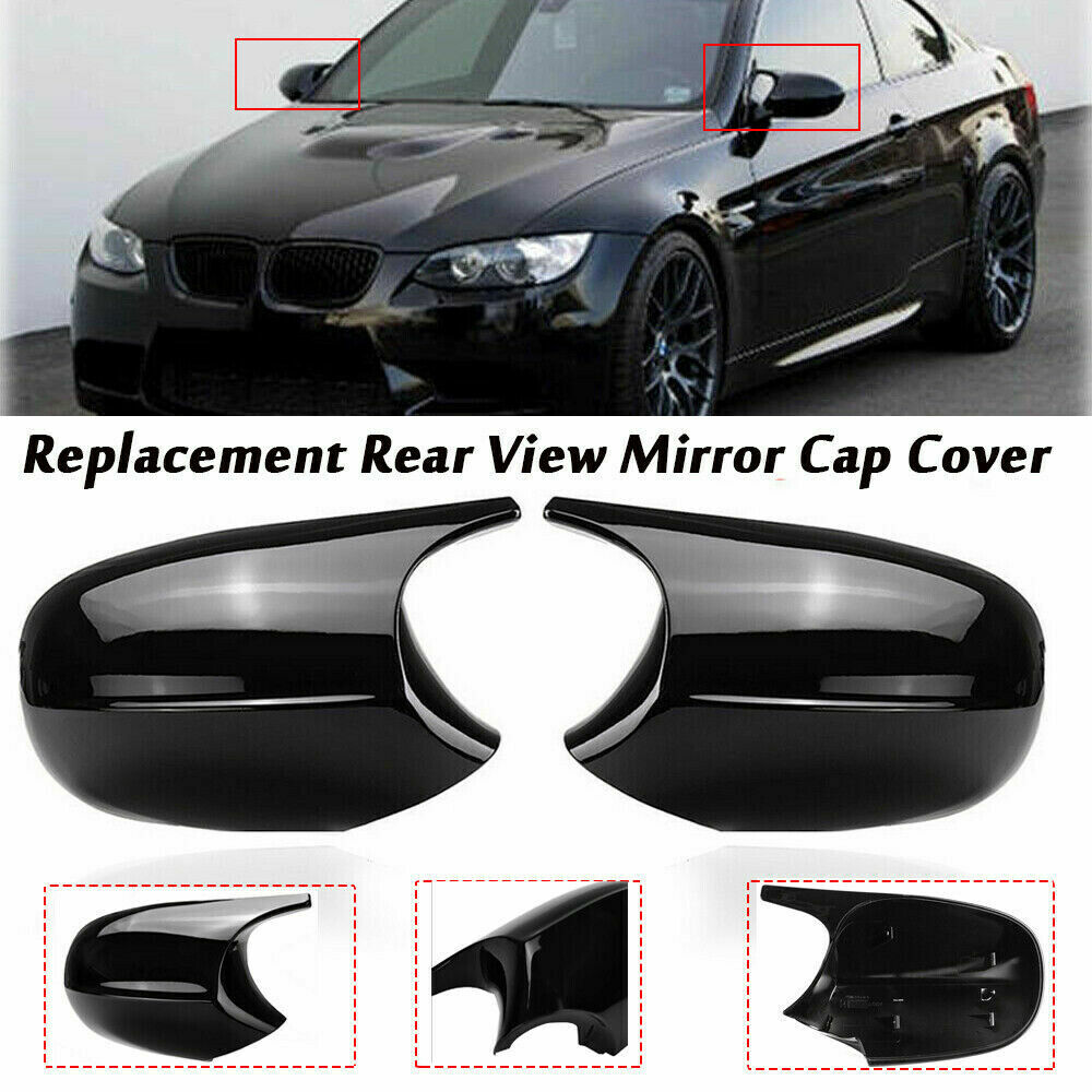 Pair Gloss Black Mirror Cover Caps M Style For BMW E90 E91 E92 E93 LCI 08-13