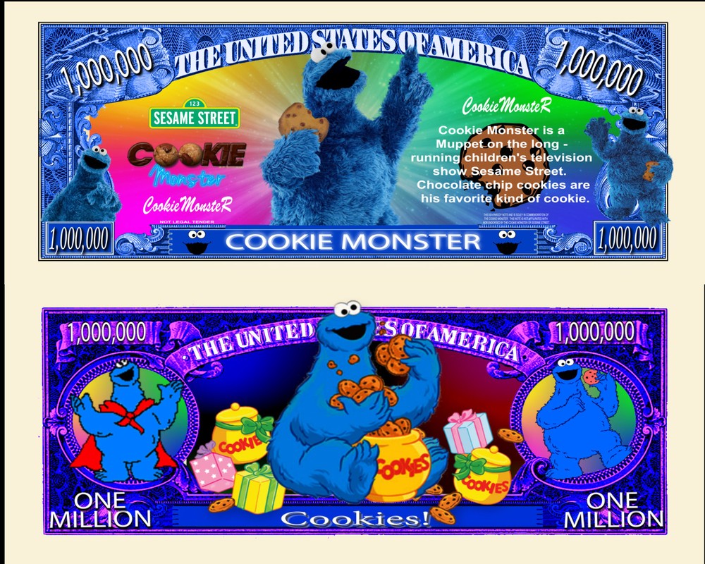 OUR COOKIE MONSTER DOLLAR BILL (2 Bills)
