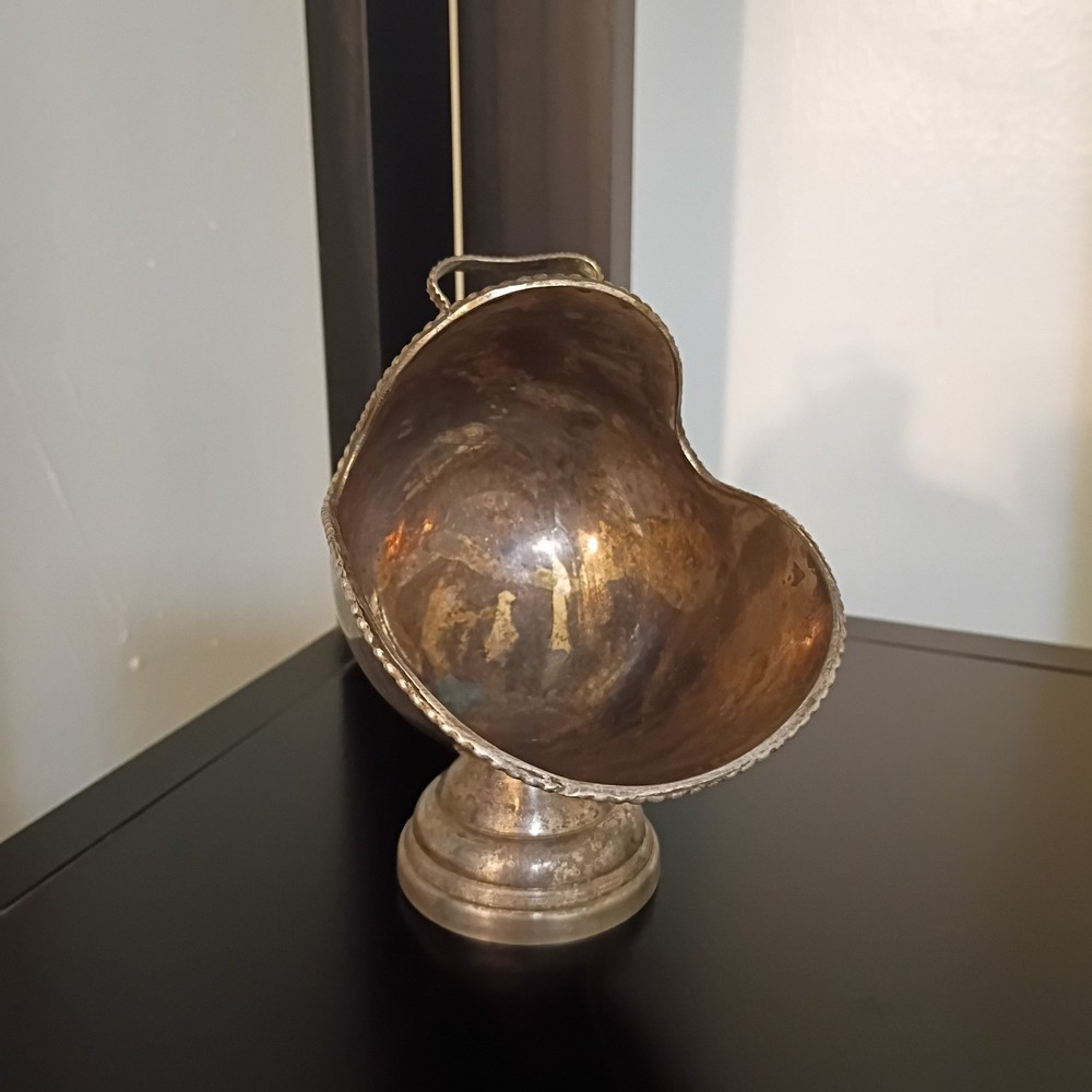 ANTIQUE SILVERPLATE SUGAR SCUTTLE AND SCOOP