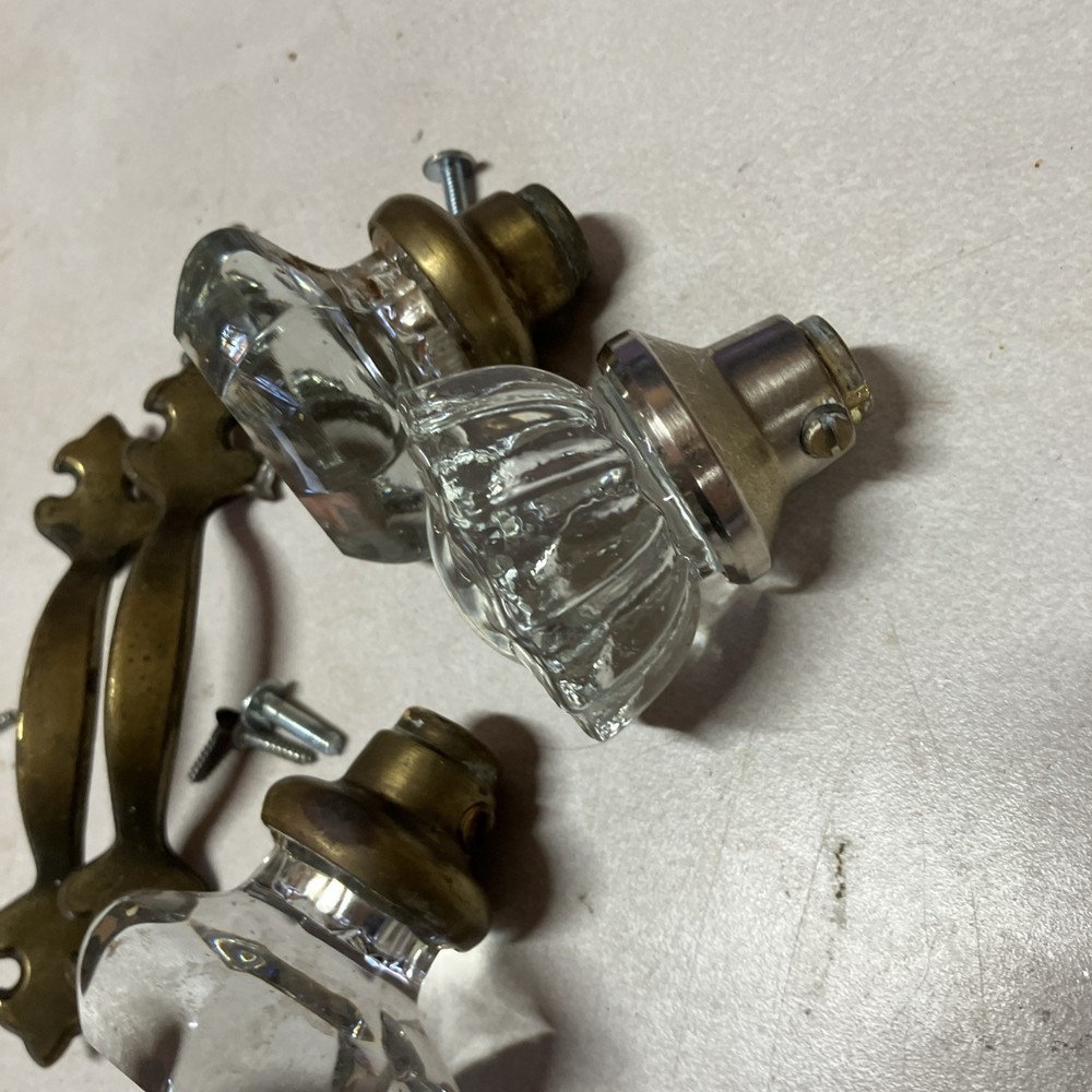 Vintage Glass Door Knobs 3 Sets With Some Hardware B28