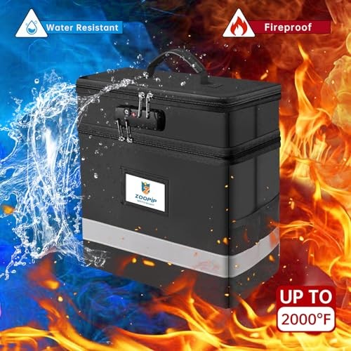 Fireproof File Box with Lock, 2 Layer Document Box Storage Small-2 Layer Black