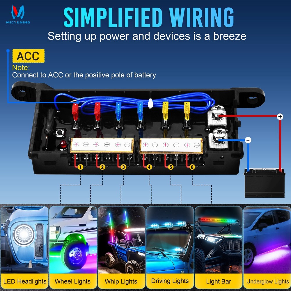 BB60 Wireless 6 Gang Switch Panel, Auxiliary LED Light Bar Switch Remote Control
