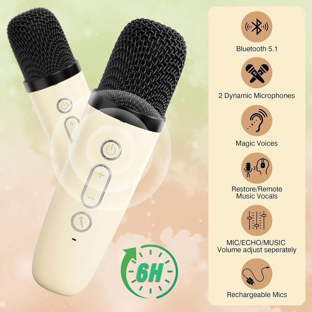 Mini Portable Karaoke Machine Bluetooth 5.0 PA System With 2 Mic Perfect Singing